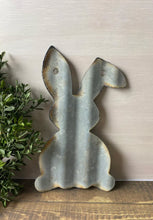 Load image into Gallery viewer, 8 Inch Corrugated metal bent ear bunny - spring decor - Easter- bunny decor