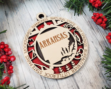 Load image into Gallery viewer, State Ornament - Wood USA Ornament - Christmas Ornament - Arkansas Ornament
