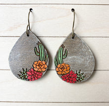 Load image into Gallery viewer, Boho Cactus Flower Drop Earrings - Coral