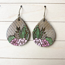 Load image into Gallery viewer, Boho Cactus Flower Drop Earrings - Pink