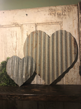 Load image into Gallery viewer, Corrugated metal heart (8”)- Spring Decor - Valentine decor- Heart