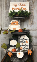 Load image into Gallery viewer, Fall Tiered Tray Set - Fall Decor - Tiered Tray Decor - Vintage Truck - Pumpkin
