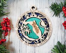 Load image into Gallery viewer, State Ornament - Wood USA Ornament - Christmas Ornament - Florida Ornament