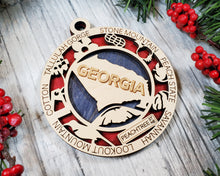 Load image into Gallery viewer, State Ornament - Wood USA Ornament - Christmas Ornament - Georgia Ornament