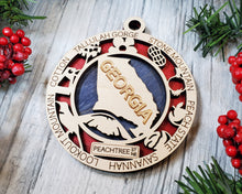 Load image into Gallery viewer, State Ornament - Wood USA Ornament - Christmas Ornament - Georgia Ornament