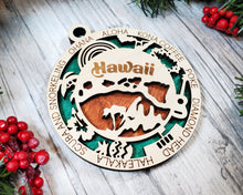 Load image into Gallery viewer, State Ornament - Wood USA Ornament - Christmas Ornament - Hawaii Ornament