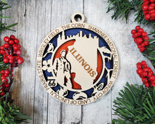 Load image into Gallery viewer, State Ornament - Wood USA Ornament - Christmas Ornament - Illinois Ornament