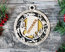 Load image into Gallery viewer, State Ornament - Wood USA Ornament - Christmas Ornament - Indiana Ornament
