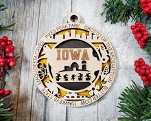 Load image into Gallery viewer, State Ornament - Wood USA Ornament - Christmas Ornament - Iowa Ornament