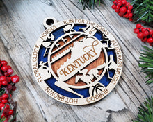 Load image into Gallery viewer, State Ornament - Wood USA Ornament - Christmas Ornament - Kentucky Ornament