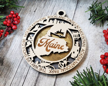 Load image into Gallery viewer, State Ornament - Wood USA Ornament - Christmas Ornament - Maine Ornament