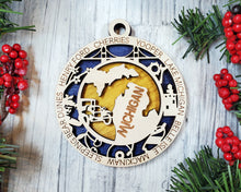 Load image into Gallery viewer, State Ornament - Wood USA Ornament - Christmas Ornament - Michigan Ornament