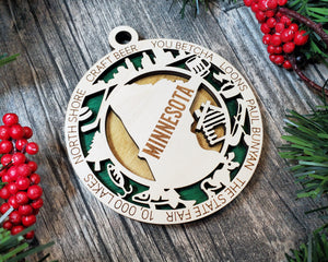 State Ornament - Wood USA Ornament - Christmas Ornament - Minnesota Ornament