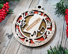 Load image into Gallery viewer, State Ornament - Wood USA Ornament - Christmas Ornament - Mississippi Ornament