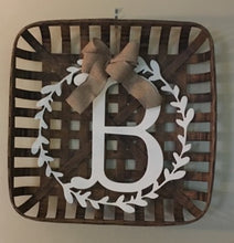Load image into Gallery viewer, 12 Inch Monogram Wreath - Metal Decor - Door Hanger - Laurel Wreath - Farmhouse Wreath