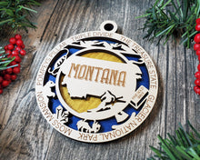 Load image into Gallery viewer, State Ornament - Wood USA Ornament - Christmas Ornament - Montana Ornament