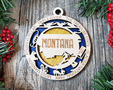 Load image into Gallery viewer, State Ornament - Wood USA Ornament - Christmas Ornament - Montana Ornament