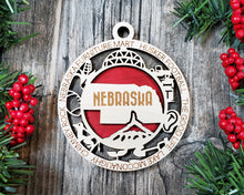 Load image into Gallery viewer, State Ornament - Wood USA Ornament - Christmas Ornament - Nebraska Ornament