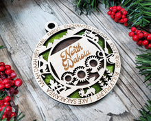 Load image into Gallery viewer, State Ornament - Wood USA Ornament - Christmas Ornament - North Dakota Ornament