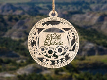 Load image into Gallery viewer, State Ornament - Wood USA Ornament - Christmas Ornament - North Dakota Ornament