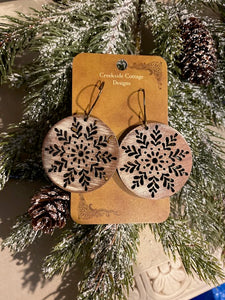 Round Snowflake Drop Christmas Earrings