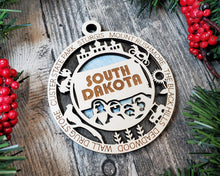 Load image into Gallery viewer, State Ornament - Wood USA Ornament - Christmas Ornament - South Dakota Ornament