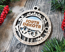 Load image into Gallery viewer, State Ornament - Wood USA Ornament - Christmas Ornament - South Dakota Ornament