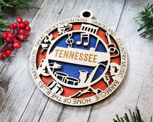 Load image into Gallery viewer, State Ornament - Wood USA Ornament - Christmas Ornament - Tennessee Ornament