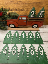 Load image into Gallery viewer, Vintage Truck Christmas Countdown- red truck - interchangeable countdown - farmhouse Christmas