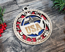 Load image into Gallery viewer, State Ornament - Wood USA Ornament - Christmas Ornament - United States of America Ornament