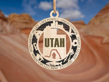 Load image into Gallery viewer, State Ornament - Wood USA Ornament - Christmas Ornament - Utah Ornament