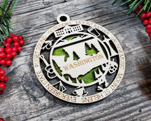 Load image into Gallery viewer, State Ornament - Wood USA Ornament - Christmas Ornament - Washington Ornament