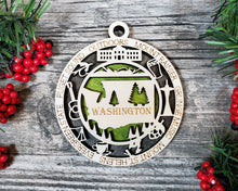 Load image into Gallery viewer, State Ornament - Wood USA Ornament - Christmas Ornament - Washington Ornament