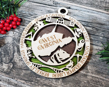 Load image into Gallery viewer, State Ornament - Wood USA Ornament - Christmas Ornament - West Virginia Ornament