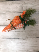 Load image into Gallery viewer, Fabric carrot set of 3 - handmade fabric carrots - Easter Decor - Tiered Tray Decor - Spring Carrots