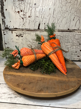 Load image into Gallery viewer, Fabric carrot set of 3 - handmade fabric carrots - Easter Decor - Tiered Tray Decor - Spring Carrots