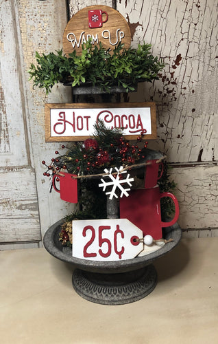Hot Cocoa Tiered Tray set, Winter decor, tiered tray decor, hot cocoa decor, mini signs