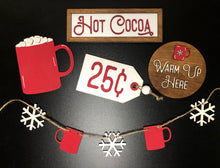Load image into Gallery viewer, Hot Cocoa Tiered Tray set, Winter decor, tiered tray decor, hot cocoa decor, mini signs
