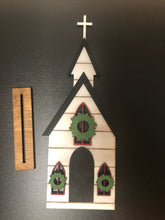 Load image into Gallery viewer, Laser cut wood Christmas Church - Christmas decor - tiered tray decor - mantle decor