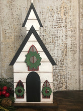 Load image into Gallery viewer, Laser cut wood Christmas Church - Christmas decor - tiered tray decor - mantle decor