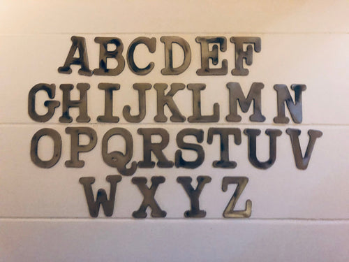 3 inch Metal Letters Numbers (typewriter), Small Metal Letters Numbers, Steel, Rustic Letters, Natural Steel, Sign Letters