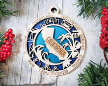 Load image into Gallery viewer, State Ornament - Wood USA Ornament - Christmas Ornament - California Ornament