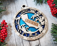 Load image into Gallery viewer, State Ornament - Wood USA Ornament - Christmas Ornament - California Ornament