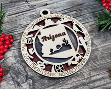 Load image into Gallery viewer, State Ornament - Wood USA Ornament - Christmas Ornament - Arizona Ornament