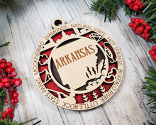 Load image into Gallery viewer, State Ornament - Wood USA Ornament - Christmas Ornament - Arkansas Ornament