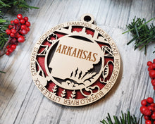 Load image into Gallery viewer, State Ornament - Wood USA Ornament - Christmas Ornament - Arkansas Ornament