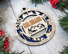 Load image into Gallery viewer, State Ornament - Wood USA Ornament - Christmas Ornament - Colorado Ornament