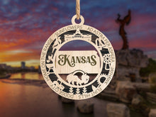 Load image into Gallery viewer, State Ornament - Wood USA Ornament - Christmas Ornament - Kansas Ornament