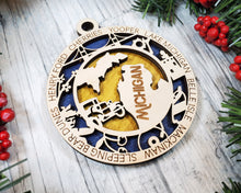 Load image into Gallery viewer, State Ornament - Wood USA Ornament - Christmas Ornament - Michigan Ornament