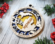 Load image into Gallery viewer, State Ornament - Wood USA Ornament - Christmas Ornament - Michigan Ornament